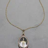 Antique Early 1900s 14k Gold Cross with Quartz Pendant Necklace