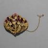 Antique 1800s 14k Gold Fill & Faceted Rhodolite Garnet Pin