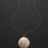 Antique 1800s 10k Gold Shell & 10k Gold Fill Hand Etched Locket Necklace