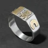 Antique 1910s 14k Gold & Steel Arts & Crafts Design Ring