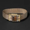 Antique 1800s 14k Tricolor Gold Fill & Hand-Carved Tigers Eye Handmade Bracelet 1