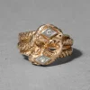 Antique 1800s 14k Yellow & White Gold with Diamond Double Snake Ring