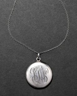 Antique 1920s Sterling Silver Cross Locket Pendant Necklace