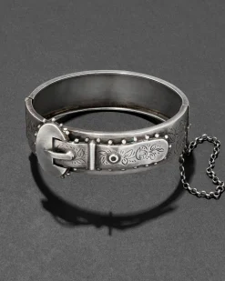Antique 1800s Victorian Sterling Silver Buckle Bracelet