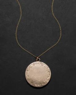 Antique Victorian 14k Gold Fill Hand Etched Filigree Locket Necklace