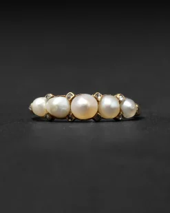 Antique Victorian 1800s 14k Gold with Diamond Prong Set Pearl Ring