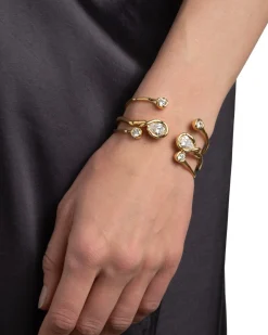 Asterales Crystal Capped Hinge Cuff Bracelet