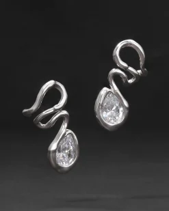 Asterales Floating Vine Post Earring- Silver