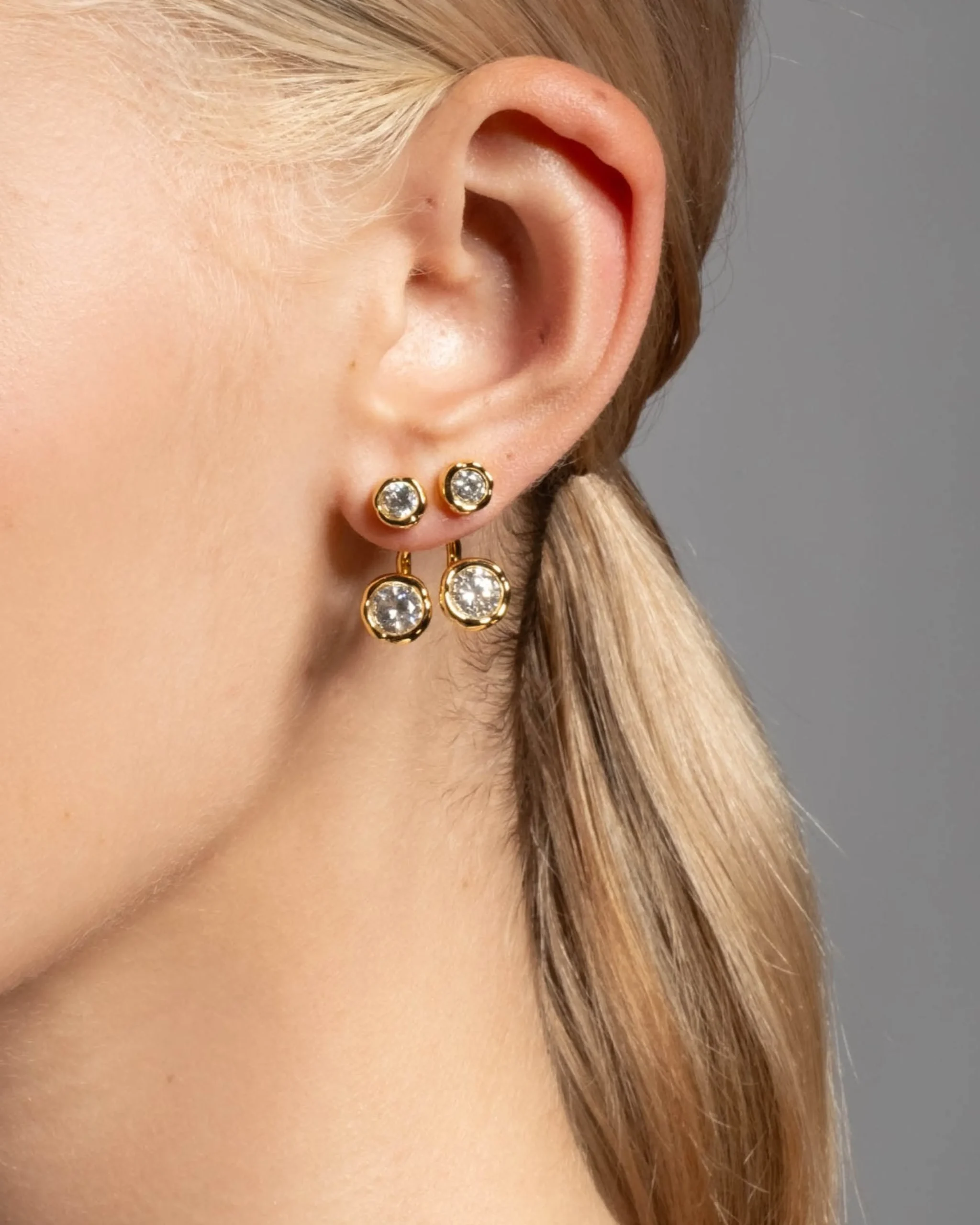 Asterales Gold Molten Front Back Earring
