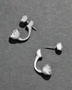 Asterales Silver Molten Front Back Earring