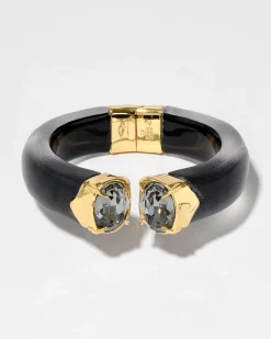 Bonbon Crystal Lucite Hinge Bracelet- Black