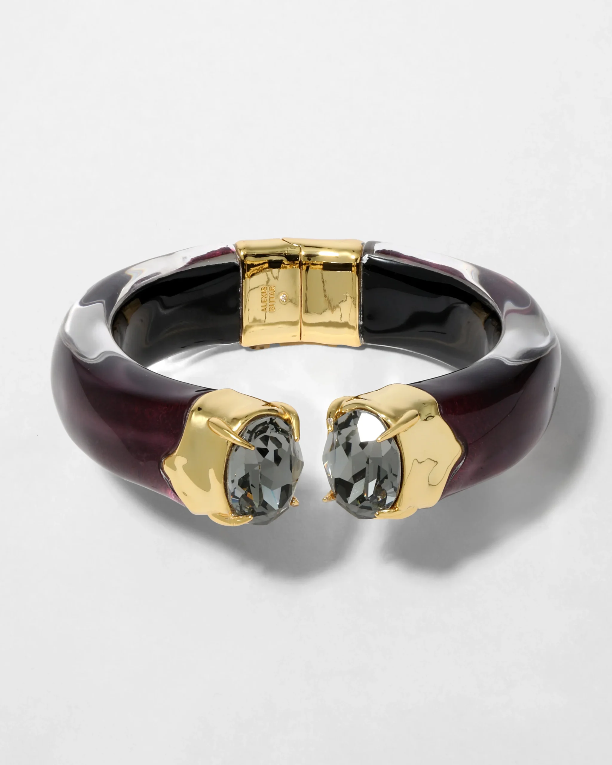 Bonbon Crystal Lucite Hinge Bracelet- Black Cherry