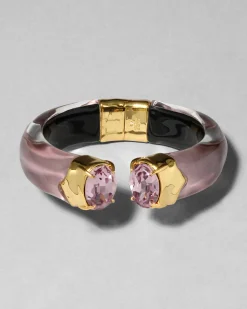 Bonbon Crystal Lucite Hinge Bracelet- Dusty Rose