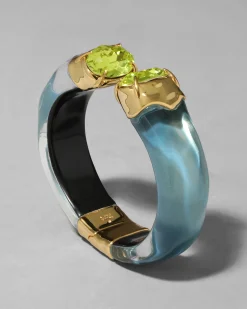 Bonbon Crystal Lucite Hinge Bracelet- Metallic Sky