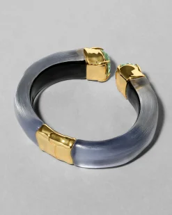 Bonbon Crystal Lucite Hinge Bracelet- Steel Blue