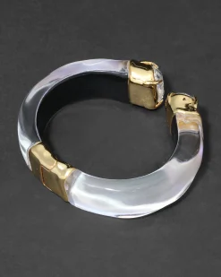 Bonbon Crystal Lucite Hinge Bracelet- White Opal