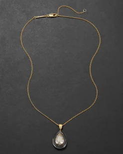 Bonbon Crystal Teardrop Lucite Pendant Necklace- Clear