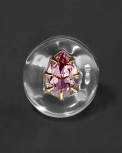 Bonbon Crystal Teardrop Lucite Ring- Clear + Petal Crystal