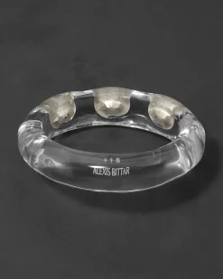Bonbon Large Crystal Studded Lucite Hinge Bracelet- Clear + Basil Crystal