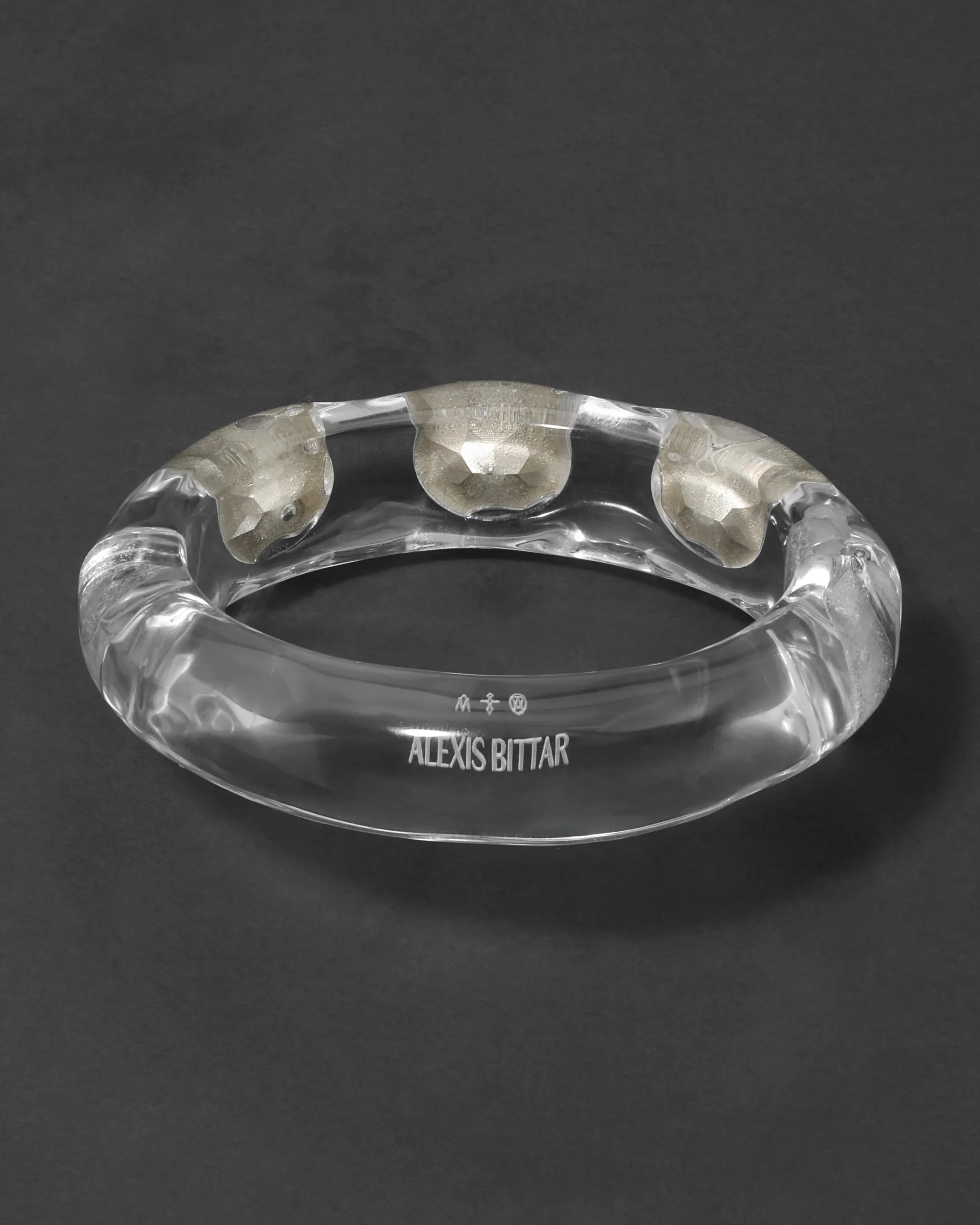 Bonbon Large Crystal Studded Lucite Hinge Bracelet- Clear + Petal Crystal