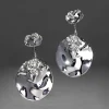 Brut Silver Coin Front Back Earring