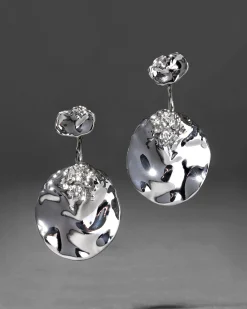 Brut Silver Coin Front Back Earring