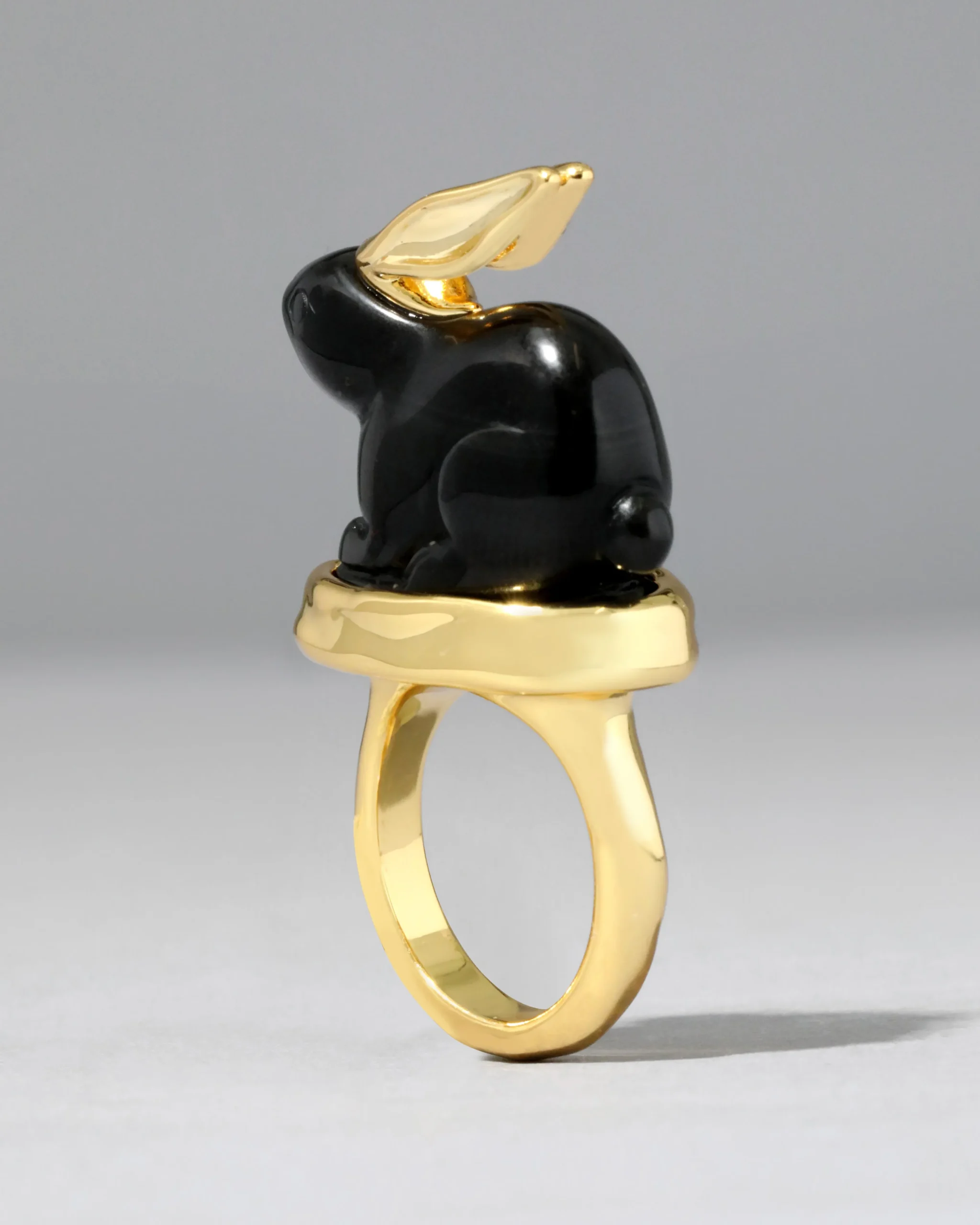 Bunny Obsidian Ring