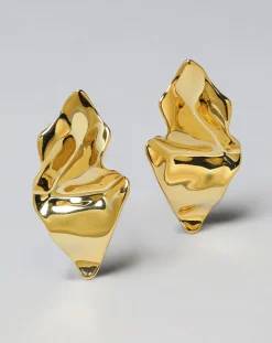 Crumpled Small Post Earring- Gold
