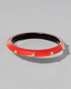 Crystal Studded Lucite Hinge Bracelet- Lipstick Red