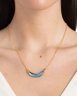 Gold Capped Crescent Necklace- Metallic Sky