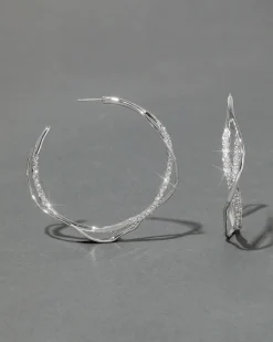 Intertwined Silver Pave Hoop Earring