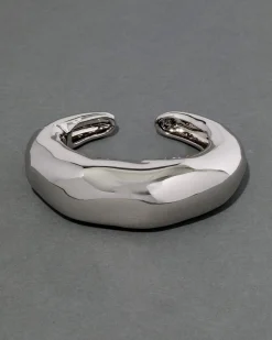 Large Molten Hinged Cuff - Silver