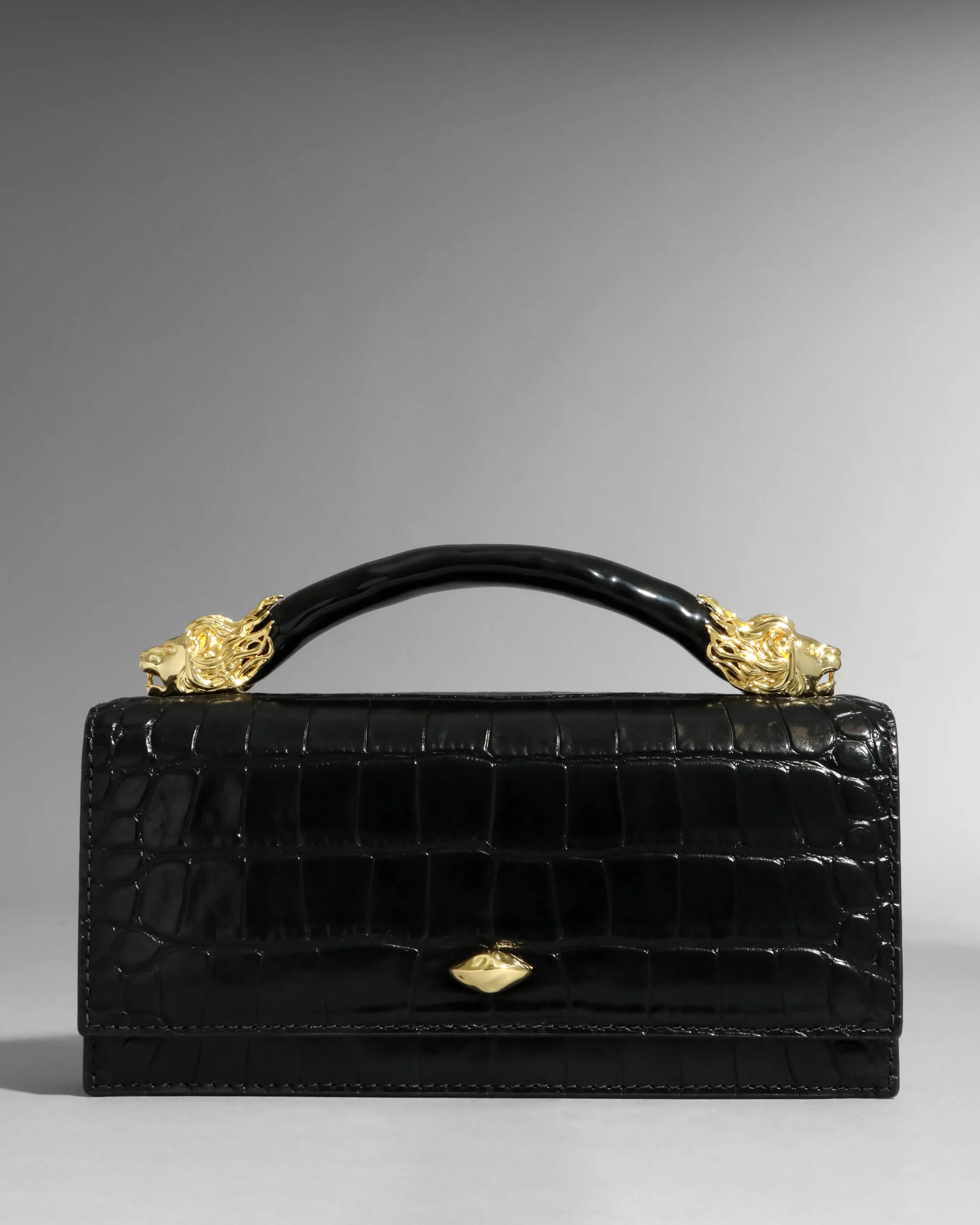 Lioness Top Handle Clutch- Black