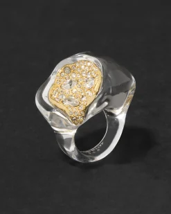 Liquid Lucite Crystal Pavé Geode Ring