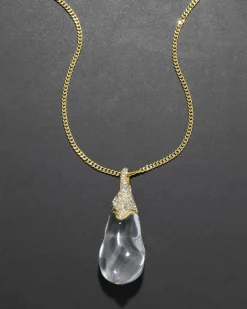 Liquid Lucite Crystal Pavé Teardrop Necklace