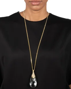 Liquid Lucite Crystal Pavé Teardrop Necklace