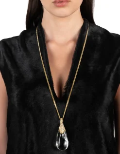 Liquid Lucite Crystal Pavé Teardrop Necklace