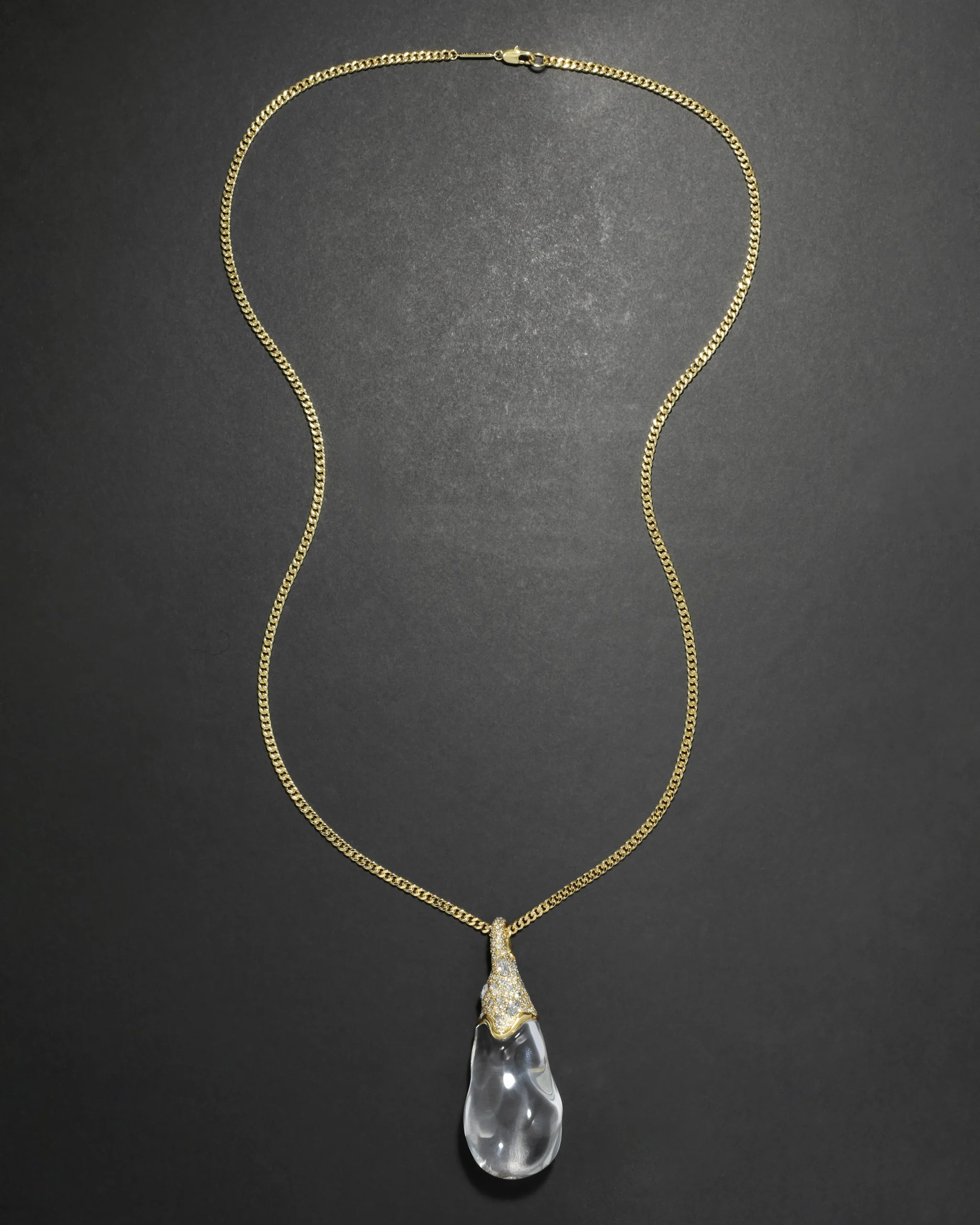 Liquid Lucite Crystal Pavé Teardrop Necklace
