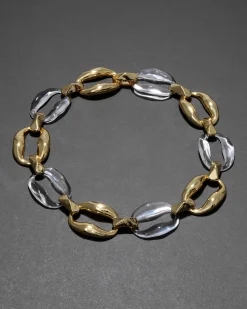 Liquid Lucite Gold Link Necklace- Clear