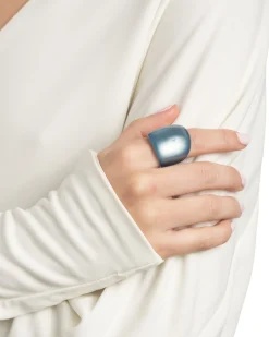 Lucite Block Ring- Metallic Sky