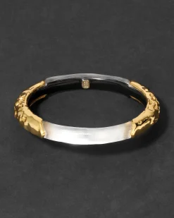 Lucite Brutalist Skinny Bangle- Silver