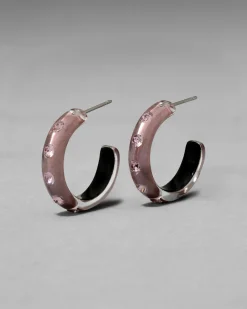 Lucite Crystal Hoop Earring- Dusty Rose