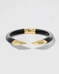Mirrored Pyramid Lucite Brake Hinge Bracelet- Black