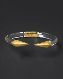 Mirrored Pyramid Lucite Brake Hinge Bracelet- Clear