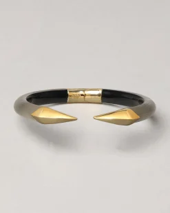 Mirrored Pyramid Lucite Brake Hinge Bracelet- Warm Grey