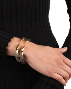 Mirrored Pyramid Lucite Brake Hinge Bracelet- Warm Grey