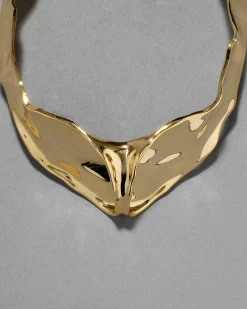 Molten Gold Crest Collar Necklace