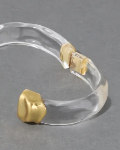 Molten Gold Lucite Hinge Bracelet- Clear