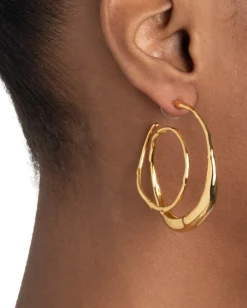 Molten Gold Spiral Hoop Earring