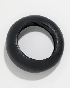 Puffy Lucite Tapered Bangle Bracelet- Black